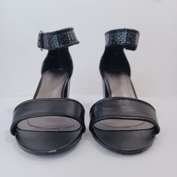 Tahari Heels Adam Open Toe Ankle Strap Black Reptile Block Heel Womens 7 - Picture 3 of 15